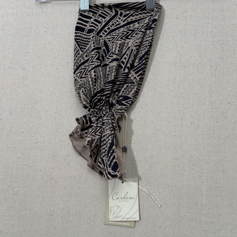 Cardani Slip On Head Scarf Neutral Tribal Bamboo Viscose Chemo Headwear NWT